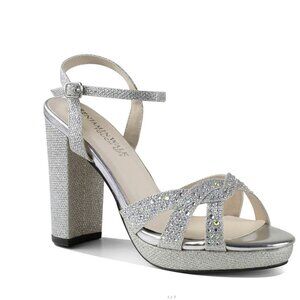 Benjamin Walk Ava Silver Sandal Platform Heels NEW IN BOX